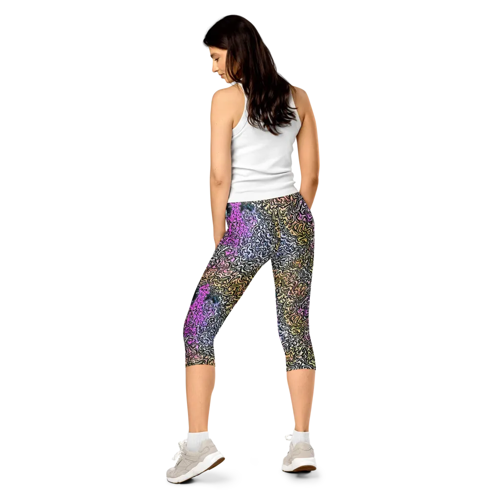 Neon Marbled Muse on Capri Leggings — Back