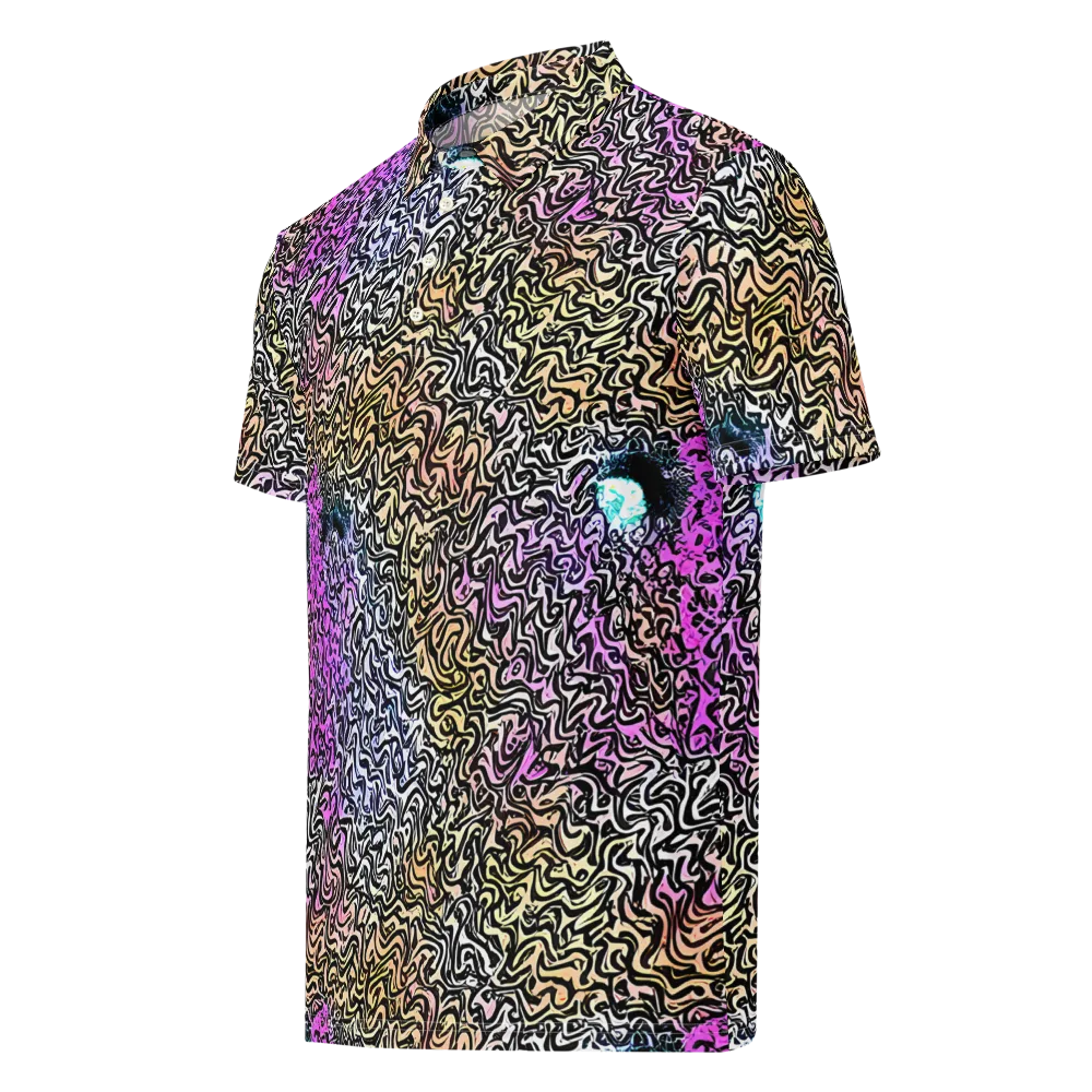 Neon Marbled Muse on Men's Slim Fit Polo Shirt — Left Front
