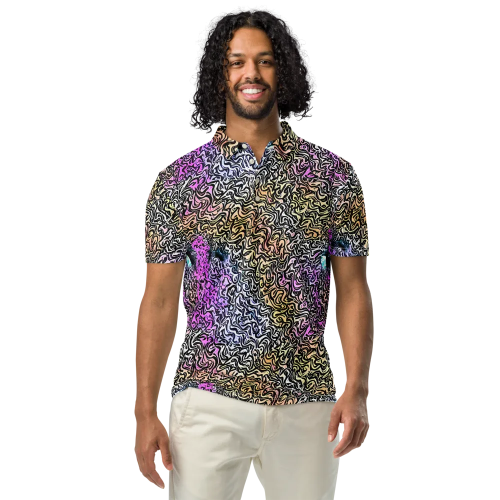 Neon Marbled Muse on Men's Slim Fit Polo Shirt — Front