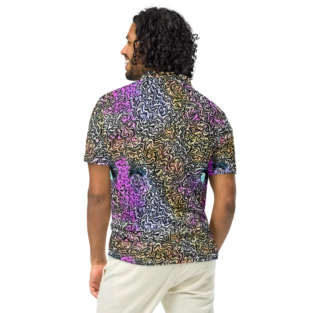 Neon Marbled Muse on Men's Slim Fit Polo Shirt — Back