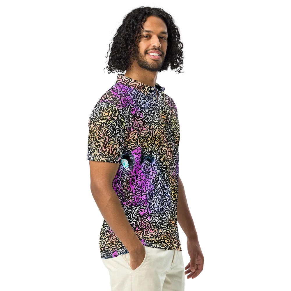 Neon Marbled Muse on Men's Slim Fit Polo Shirt — Right Front