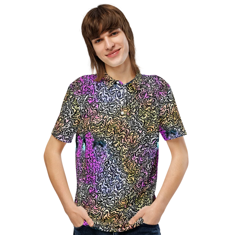 Neon Marbled Muse on Men's Slim Fit Polo Shirt — Front