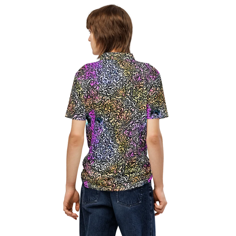 Neon Marbled Muse on Men's Slim Fit Polo Shirt — Back