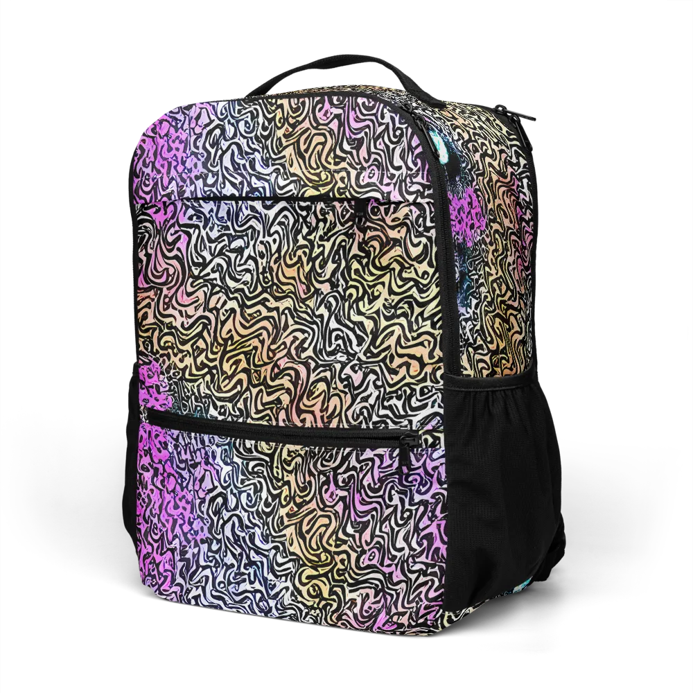 Neon Marbled Muse on Utility Backpack — Left Front