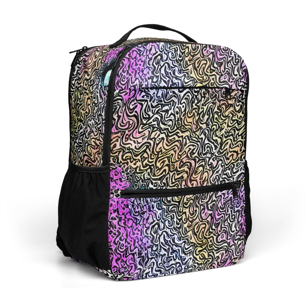 Neon Marbled Muse on Utility Backpack — Right Front
