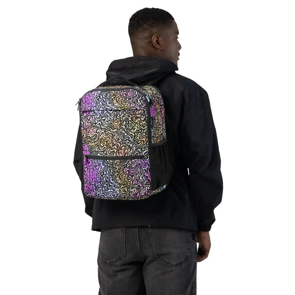 Neon Marbled Muse on Utility Backpack — Back