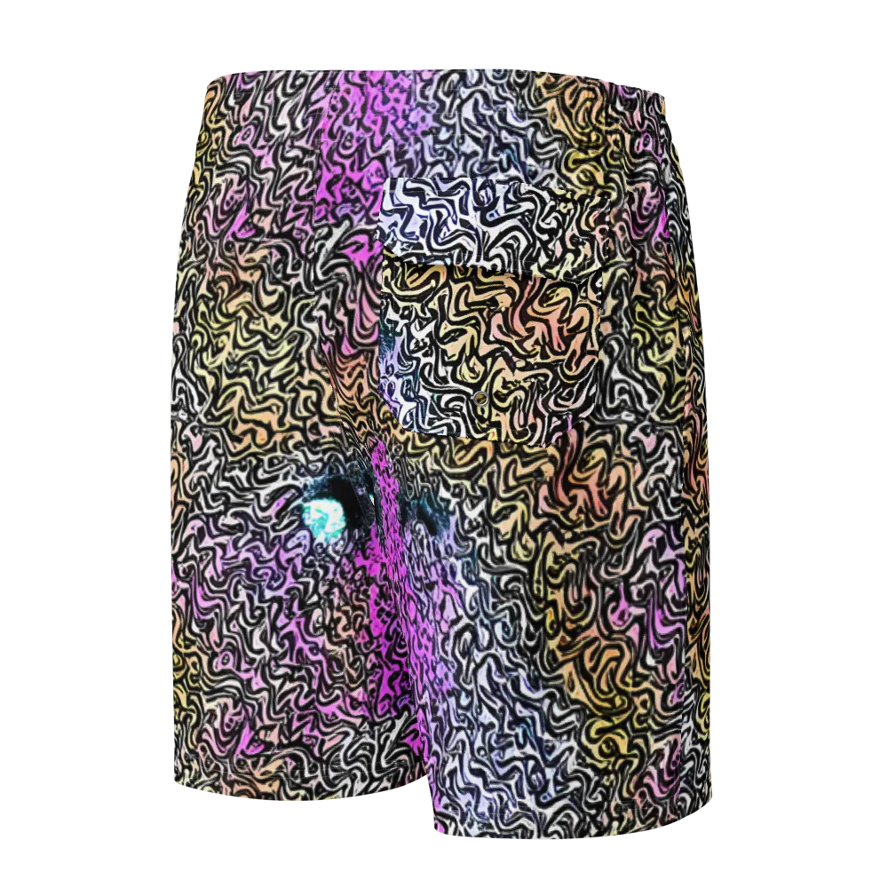 Neon Marbled Muse on Men's Board Shorts — Back