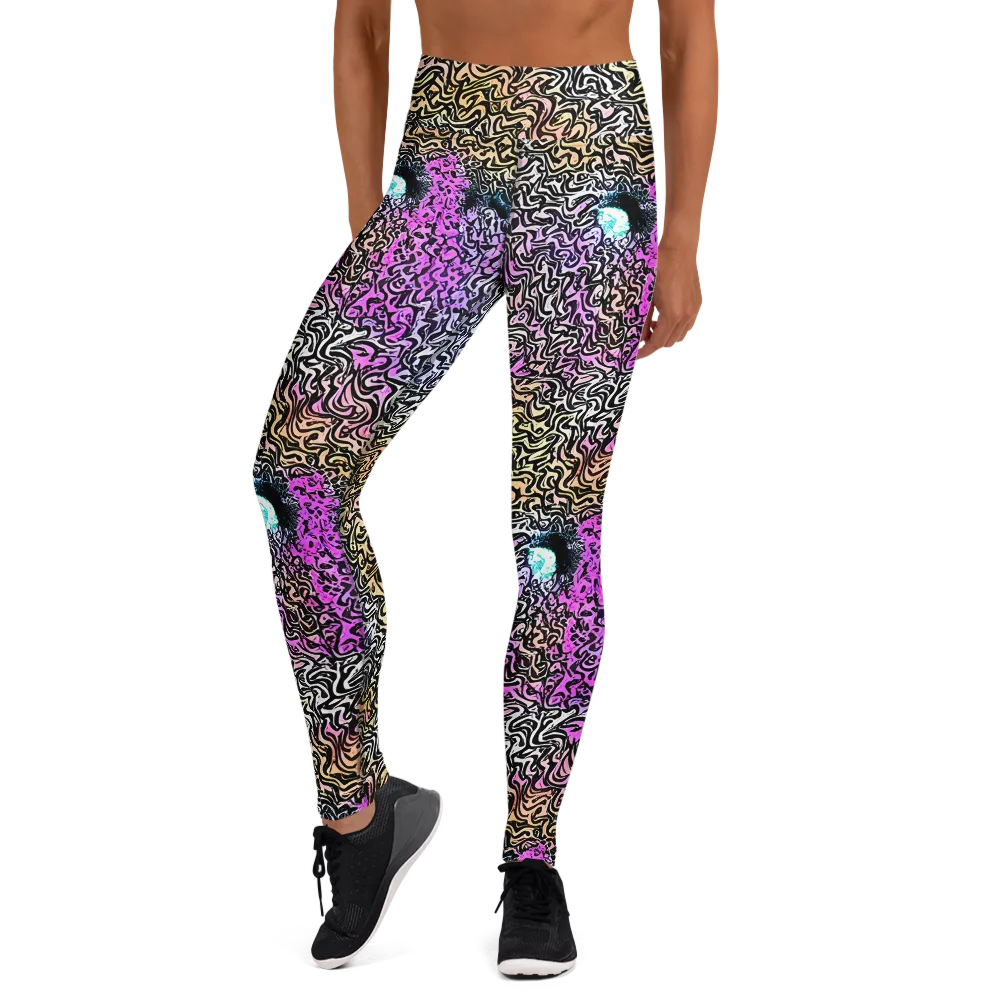 Neon Marbled Muse on Yoga Leggings — Front