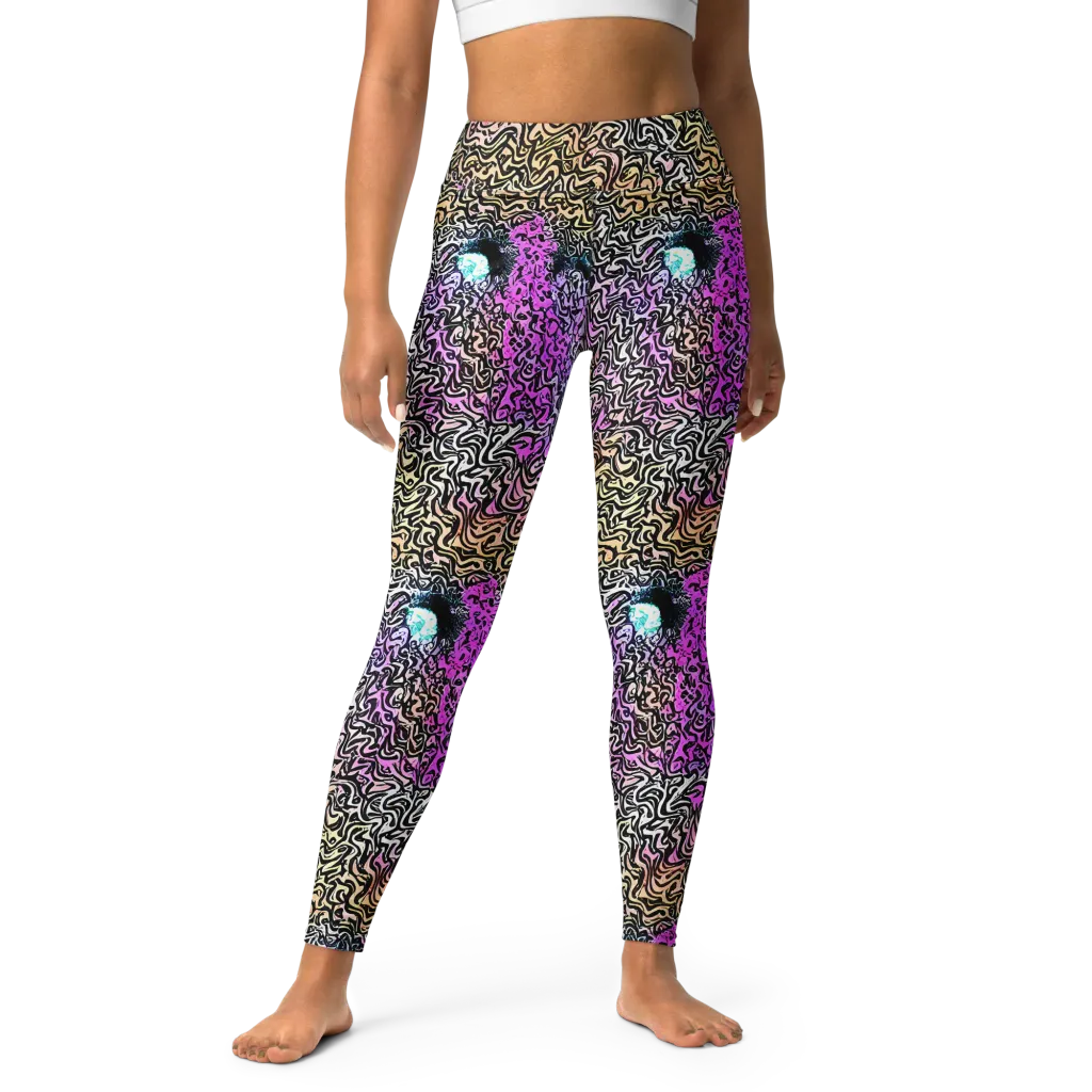 Neon Marbled Muse on Yoga Leggings — Front