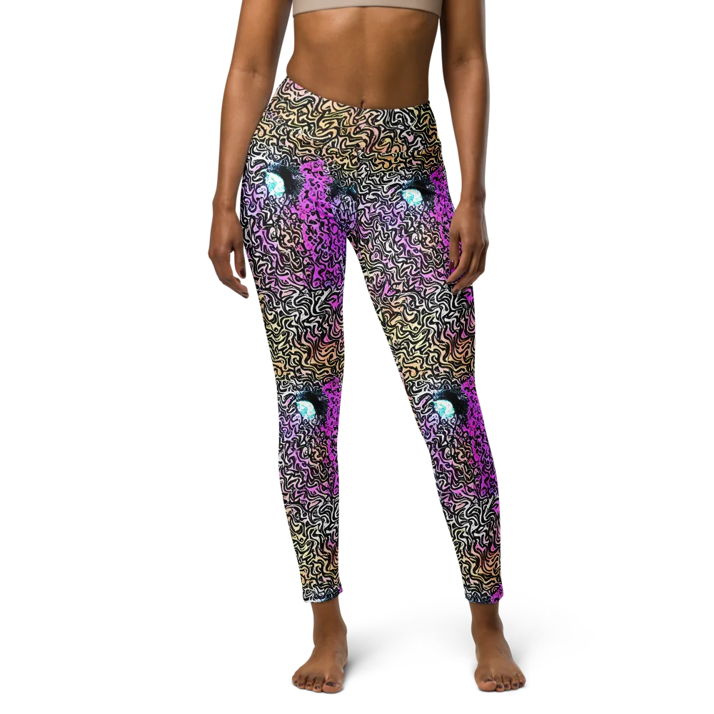 Neon Marbled Muse on Yoga Leggings — Front