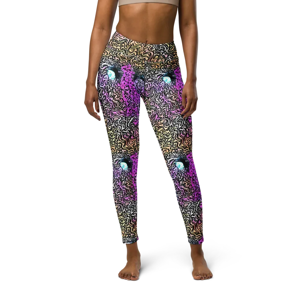 Neon Marbled Muse on Yoga Leggings — Front