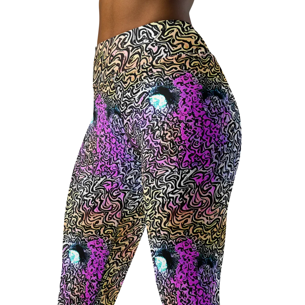 Neon Marbled Muse on Yoga Leggings — Left Front