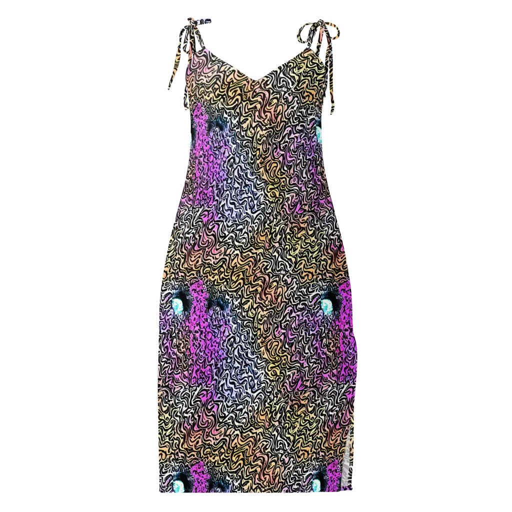 Neon Marbled Muse on Slip Dress — Front