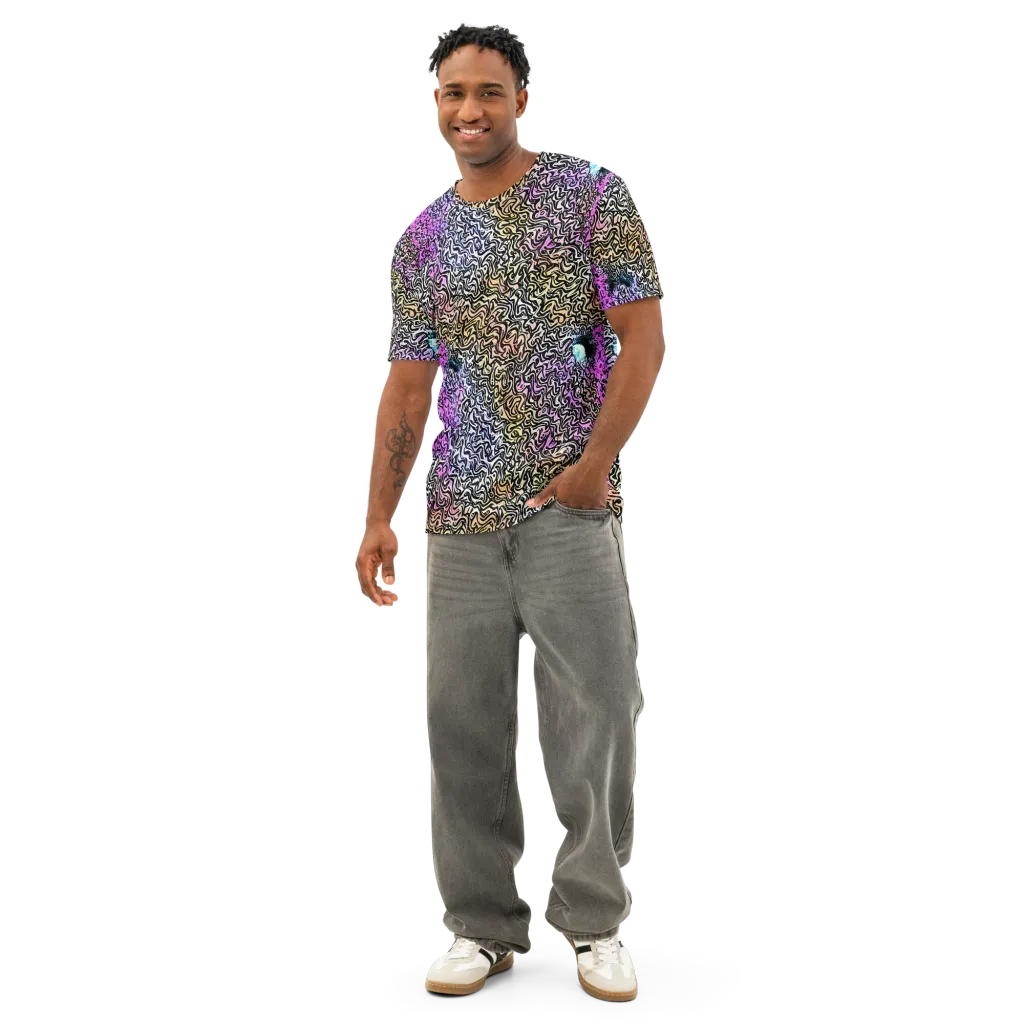 Neon Marbled Muse on Men's Cotton Crew Neck T-Shirt — Front