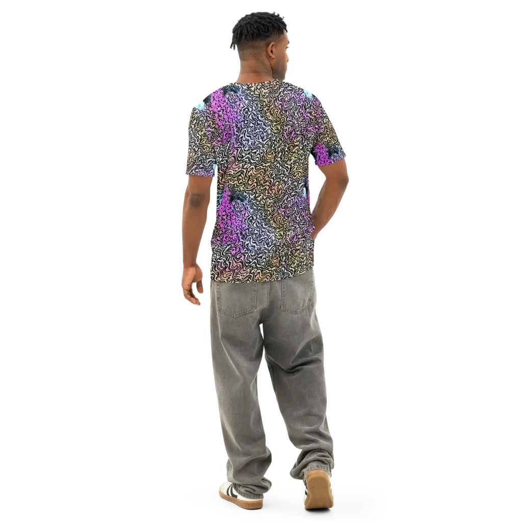 Neon Marbled Muse on Men's Cotton Crew Neck T-Shirt — Back