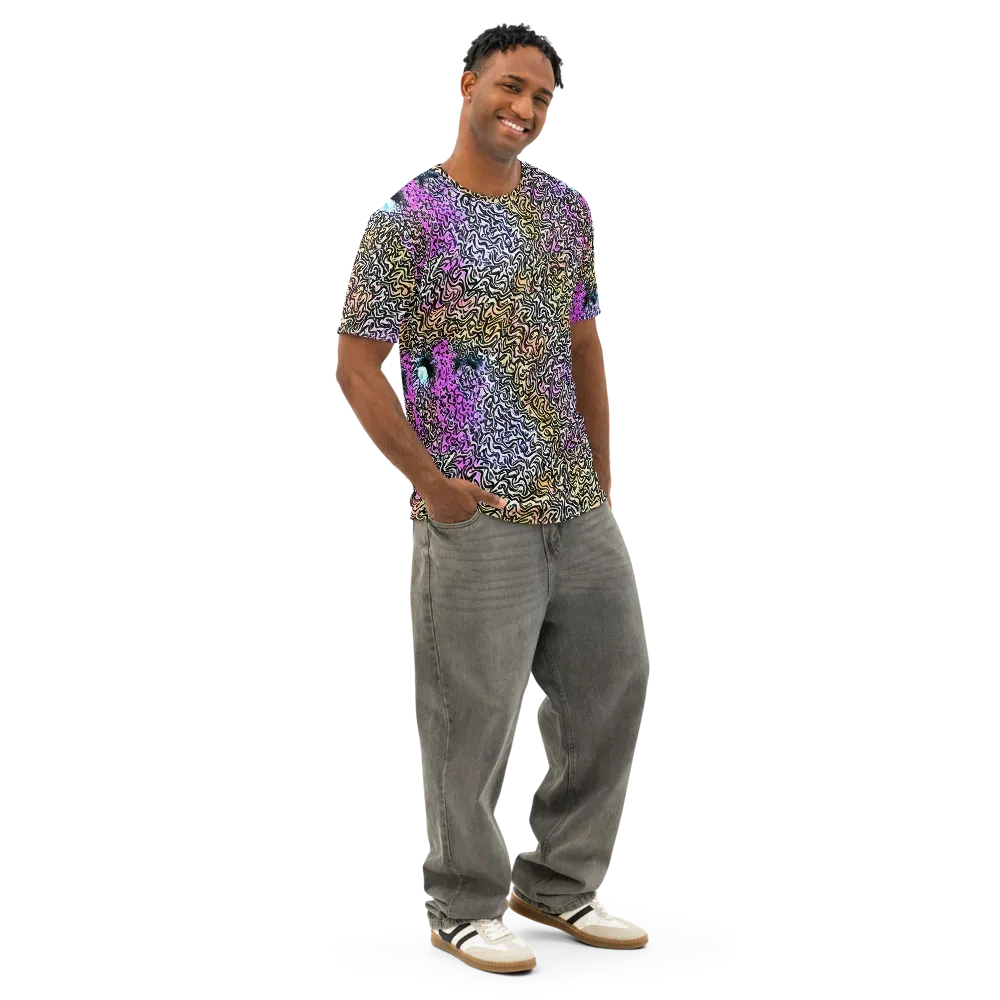 Neon Marbled Muse on Men's Cotton Crew Neck T-Shirt — Right Front