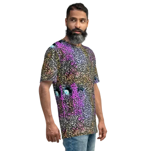 Neon Marbled Muse on a Men's Crew Neck T-Shirt