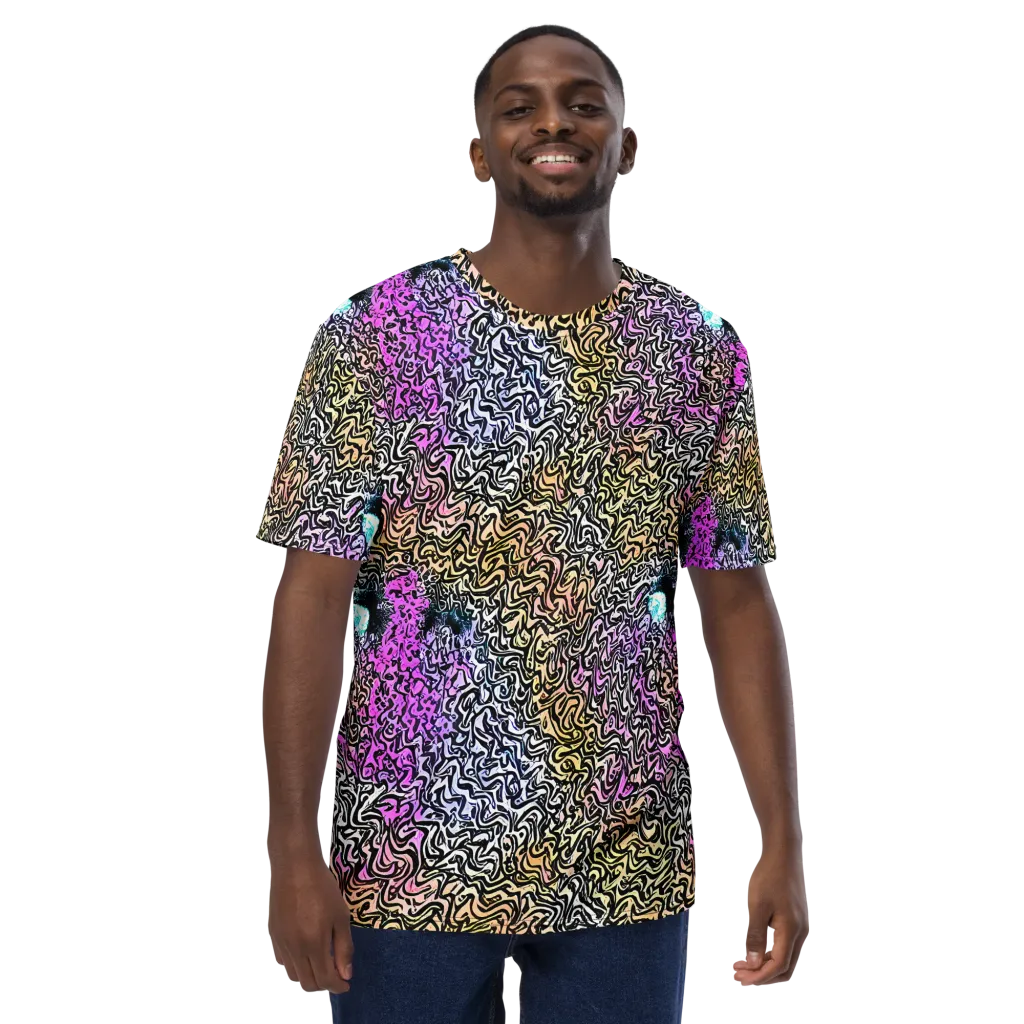 Neon Marbled Muse on Men's Crew Neck T-Shirt — Front