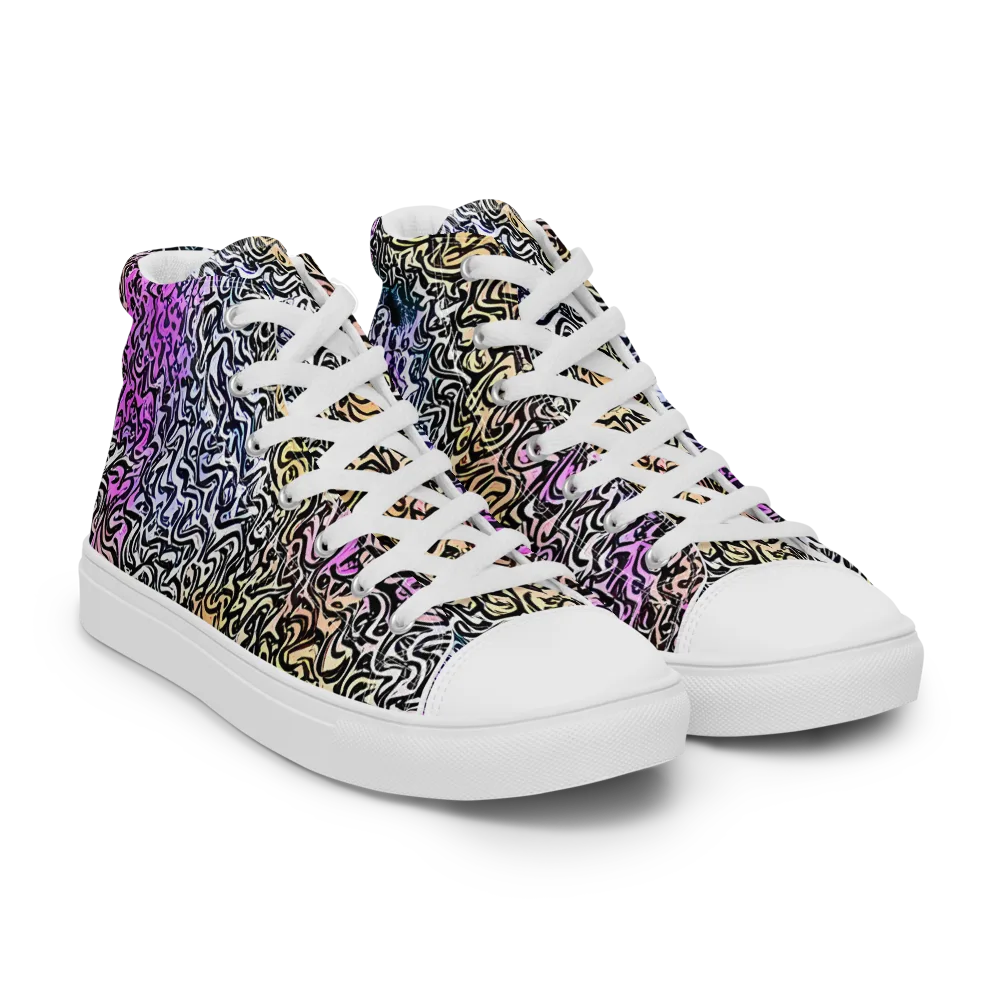 Neon Marbled Muse on Men's High Top Canvas Shoes — Right Front