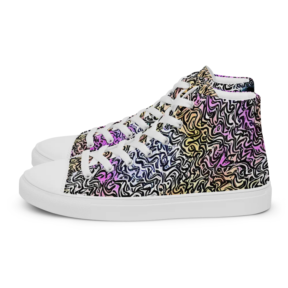 Neon Marbled Muse on Men's High Top Canvas Shoes — Left