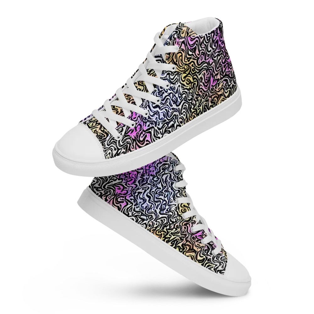 Neon Marbled Muse on Men's High Top Canvas Shoes — Front