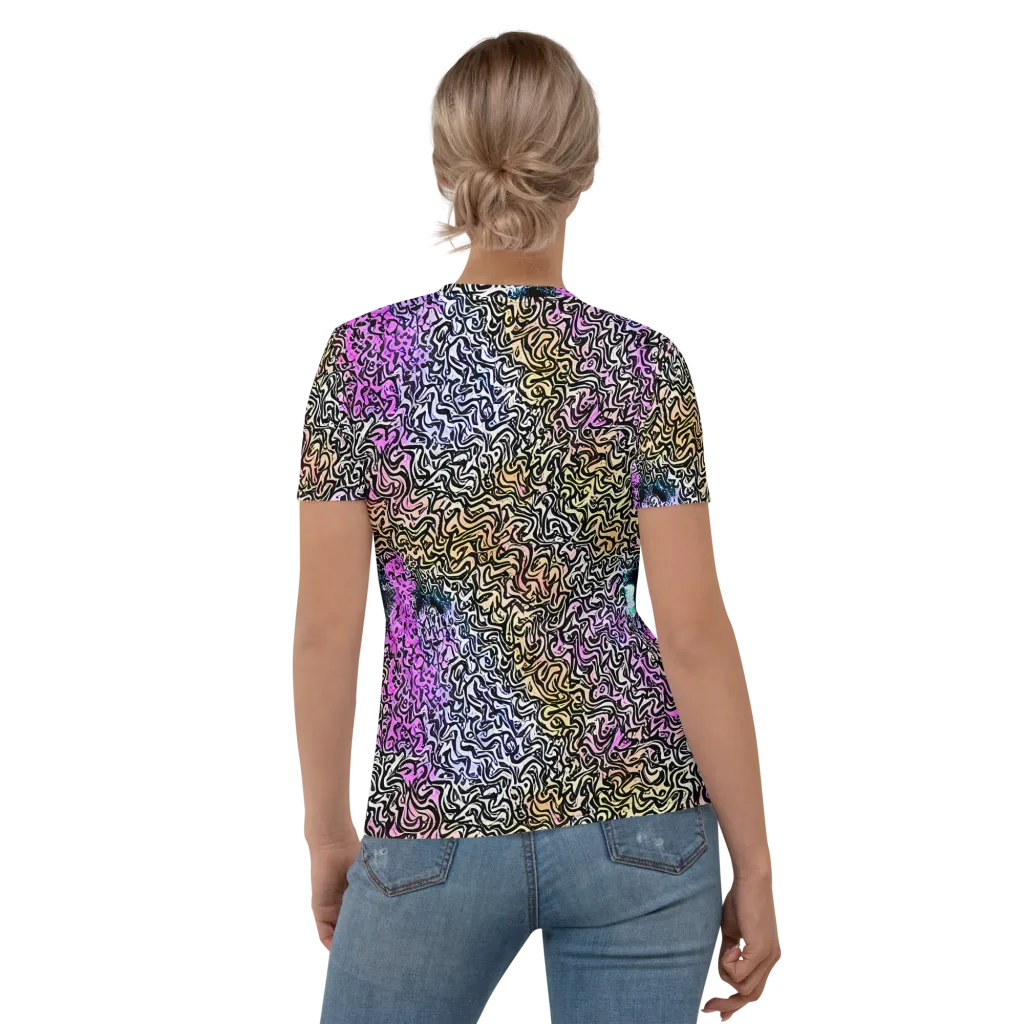 Neon Marbled Muse on Women's Crew Neck T-Shirt — Back