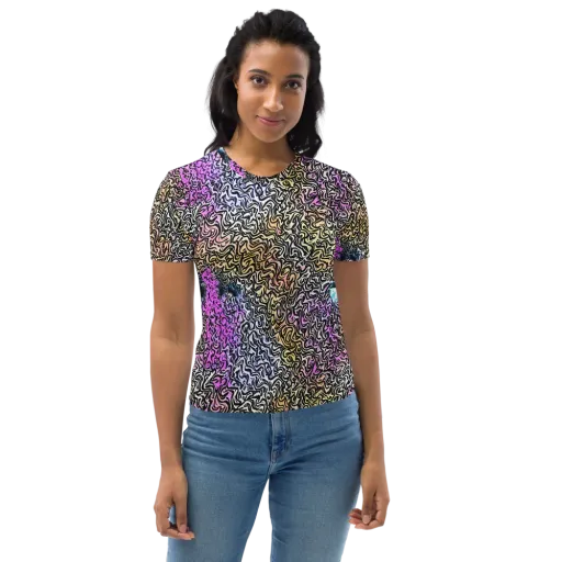 Neon Marbled Muse on a Women's Crew Neck T-Shirt