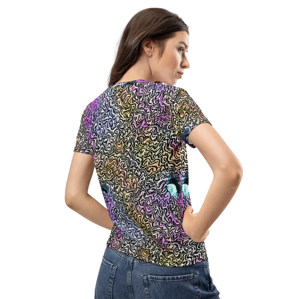 Neon Marbled Muse on Women's Crew Neck T-Shirt — Back