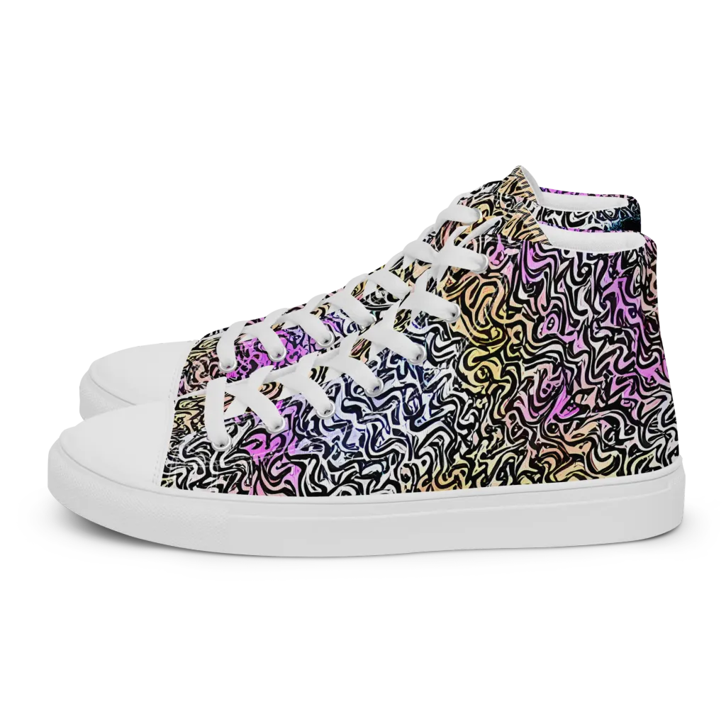 Neon Marbled Muse on Women's High Top Canvas Shoes — Left
