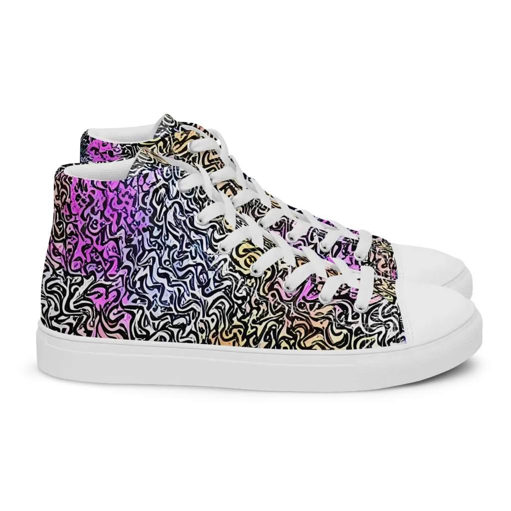 Neon Marbled Muse on Women's High Top Canvas Shoes — Right
