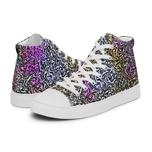 Neon Marbled Muse on a Women's High Top Canvas Shoes
