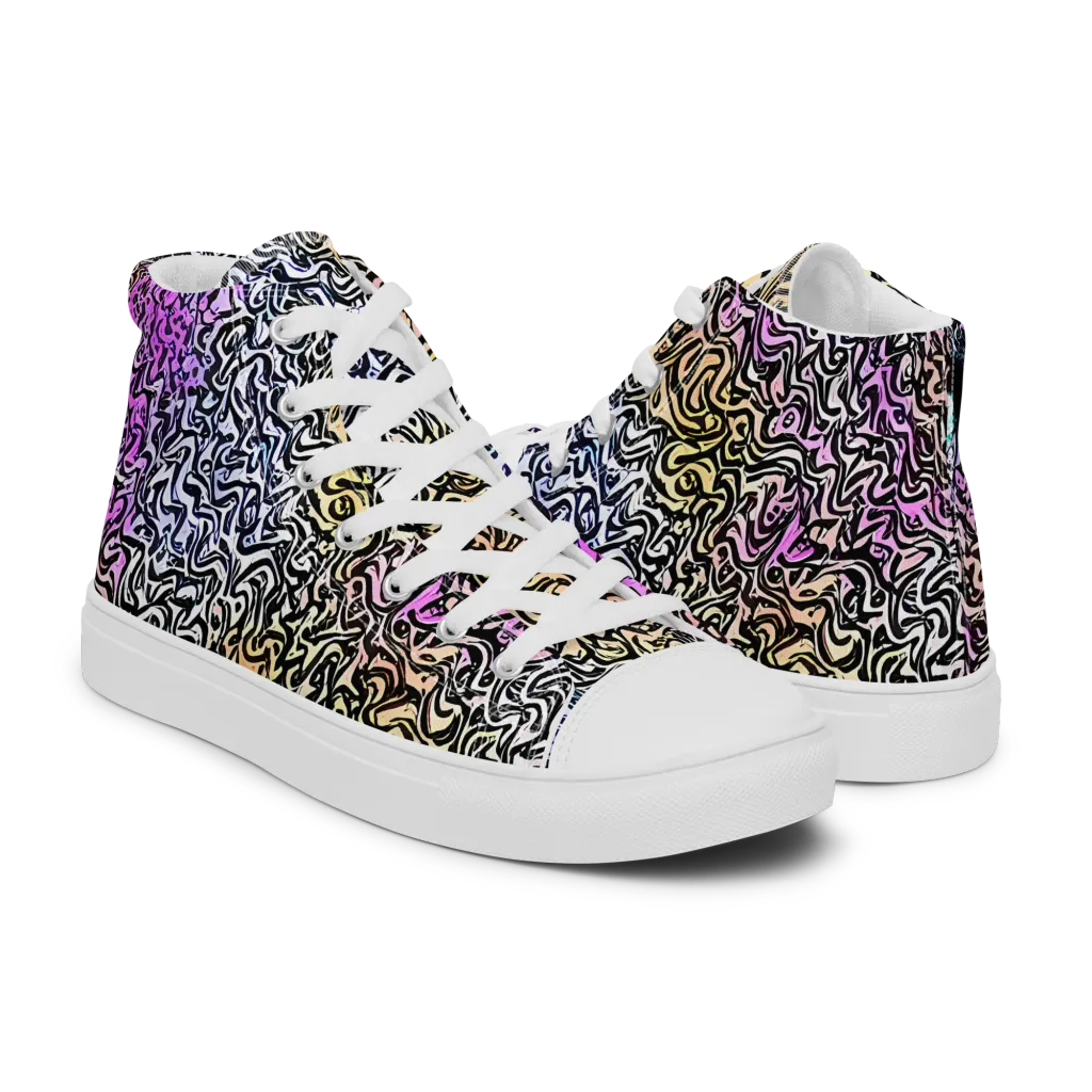 Neon Marbled Muse on Women's High Top Canvas Shoes — Right