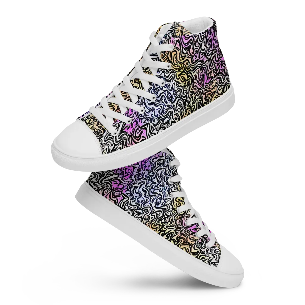 Neon Marbled Muse on Women's High Top Canvas Shoes — Front
