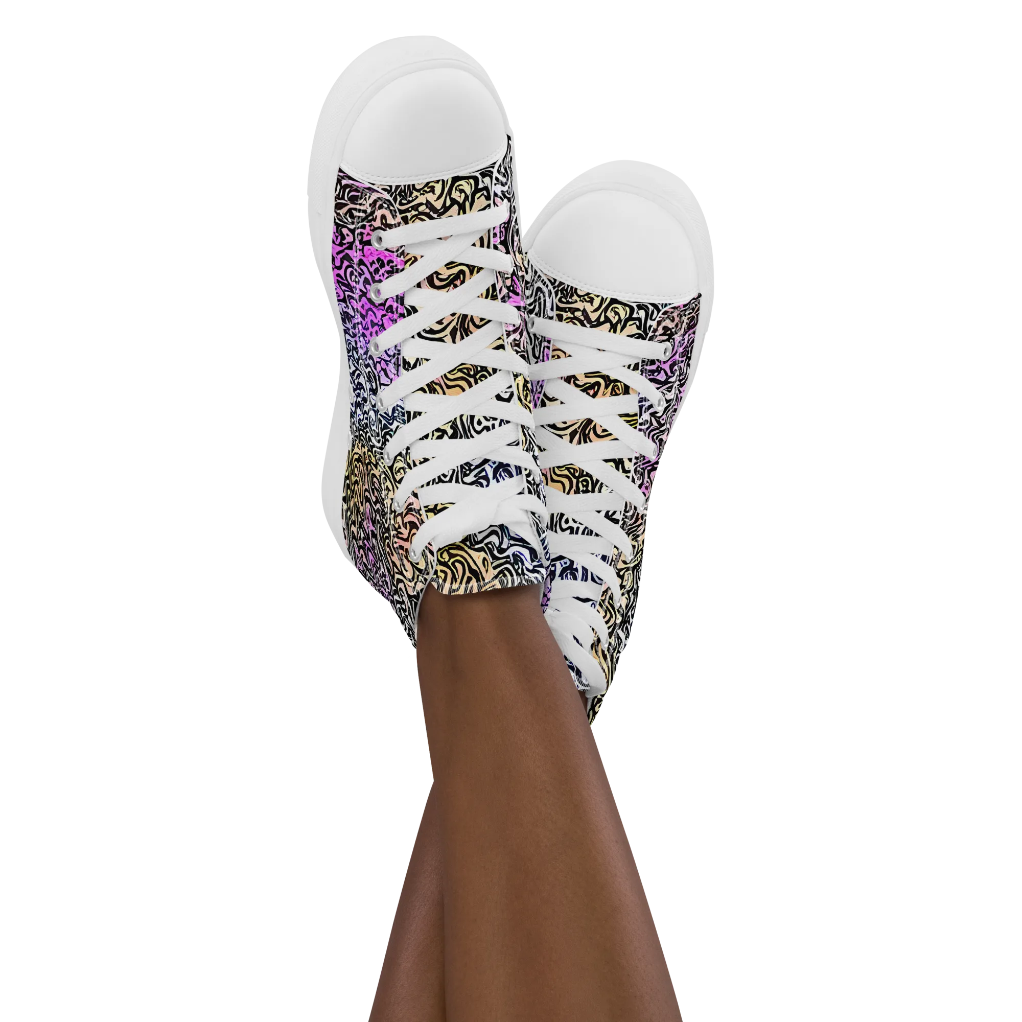 Neon Marbled Muse on Women's High Top Canvas Shoes — Front