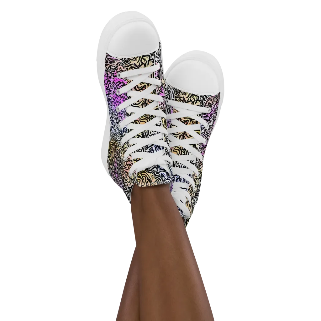 Neon Marbled Muse on Women's High Top Canvas Shoes — Front