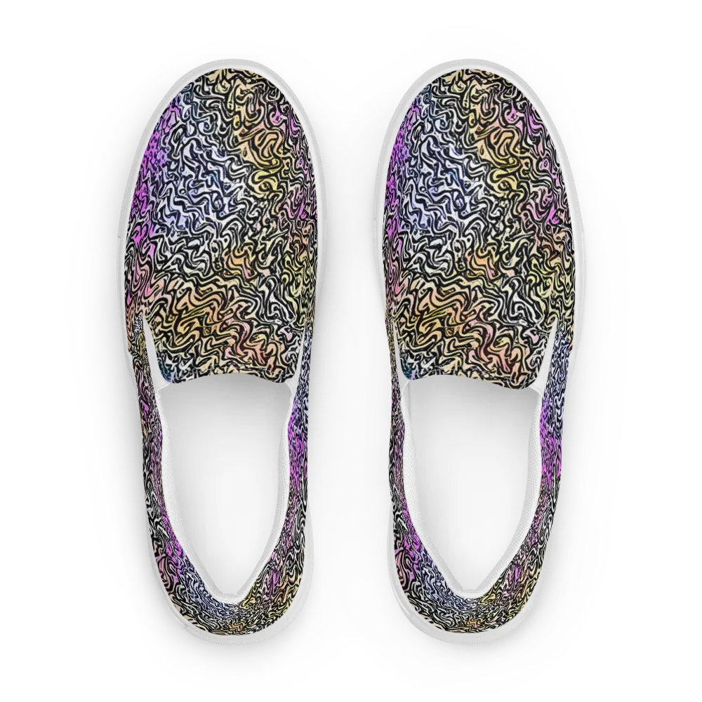 Neon Marbled Muse on Men's Slip-On Canvas Shoes — Front