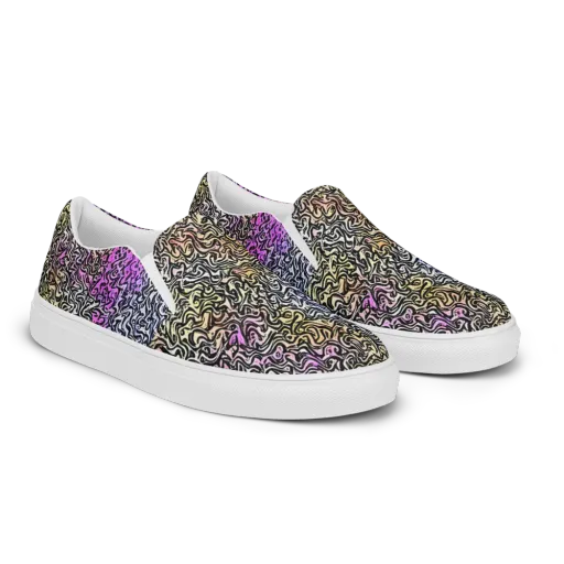 Neon Marbled Muse on a Men's Slip-On Canvas Shoes