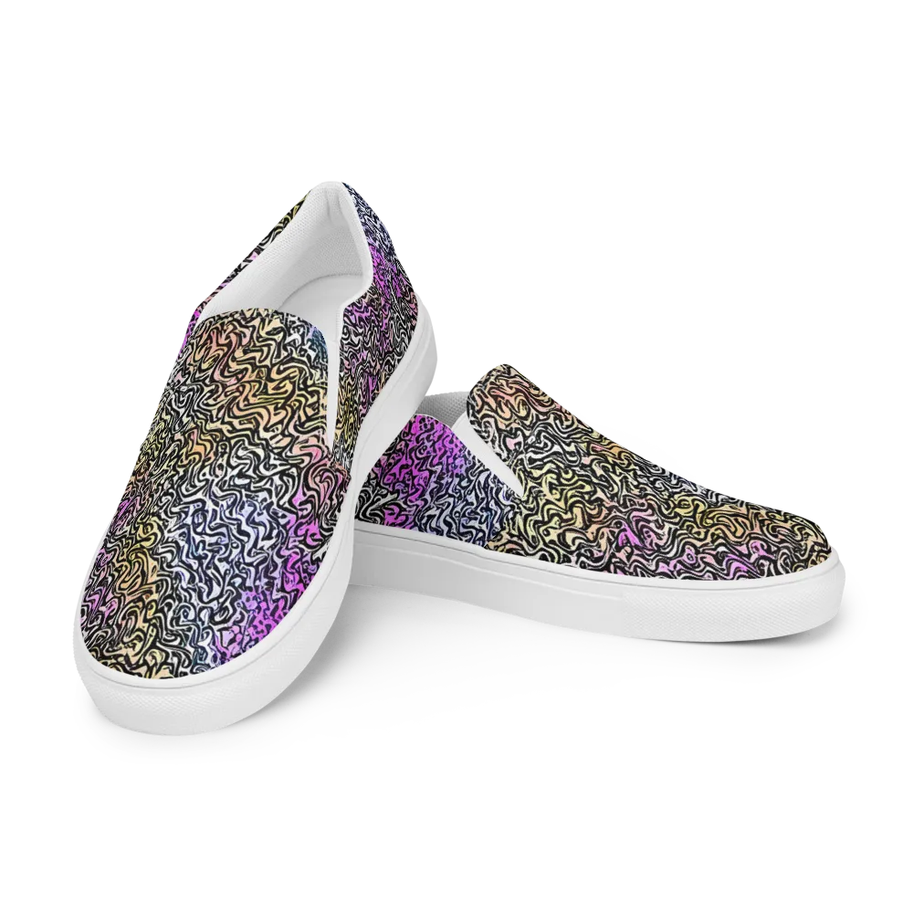 Neon Marbled Muse on Men's Slip-On Canvas Shoes — Left Front