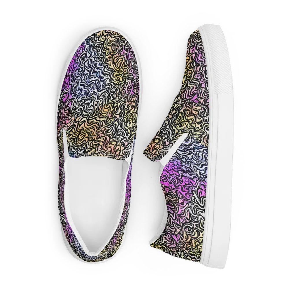 Neon Marbled Muse on Men's Slip-On Canvas Shoes — Front