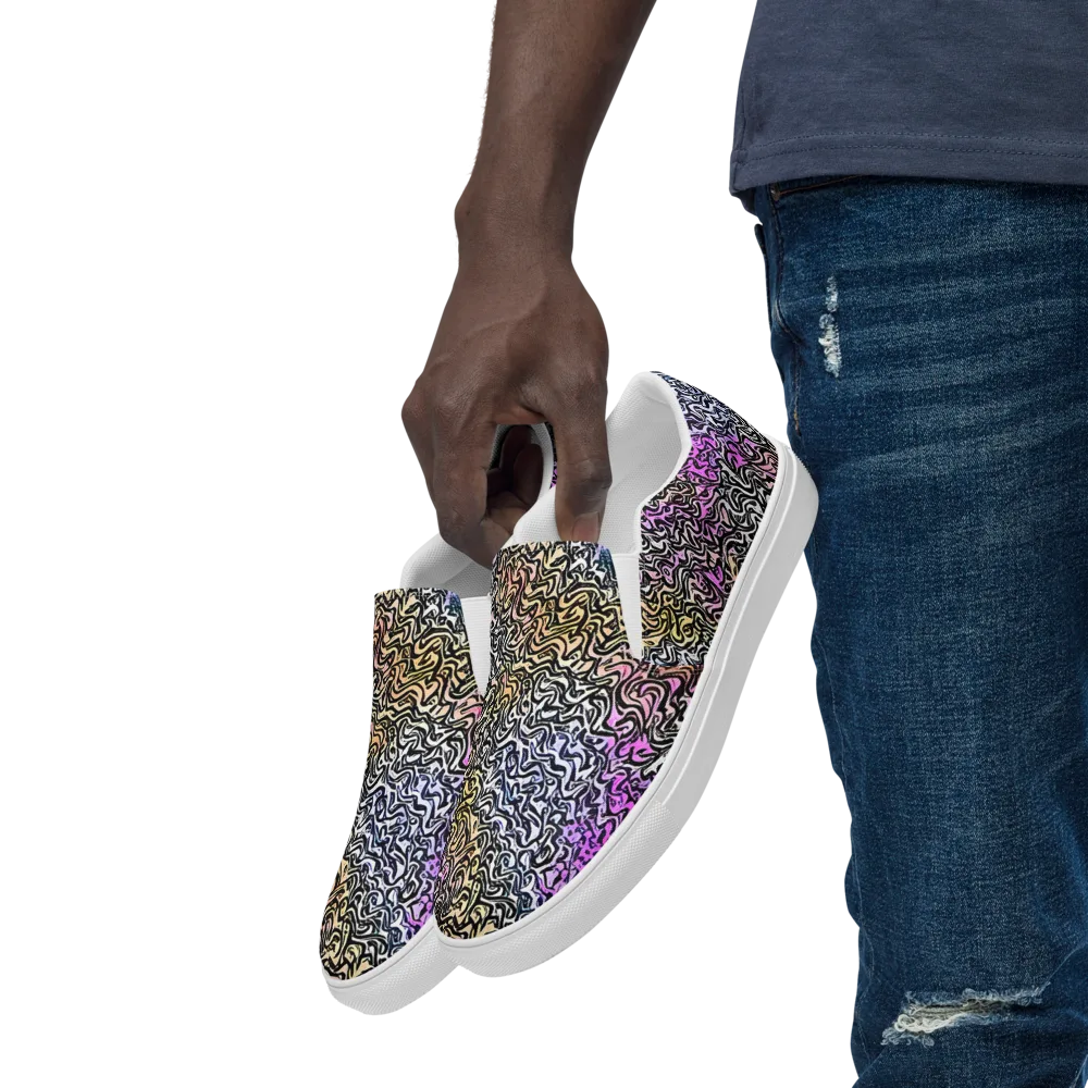Neon Marbled Muse on Men's Slip-On Canvas Shoes — Left Front