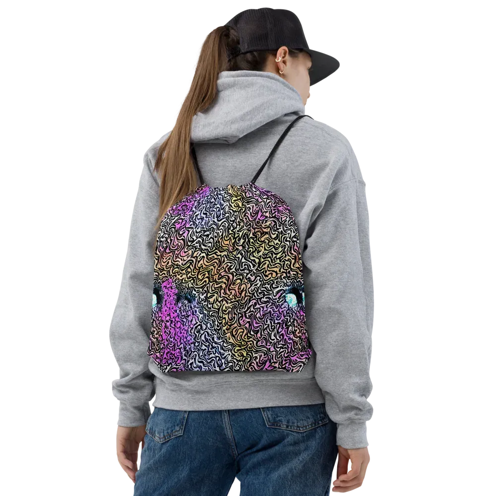 Neon Marbled Muse on Drawstring Bag — Front