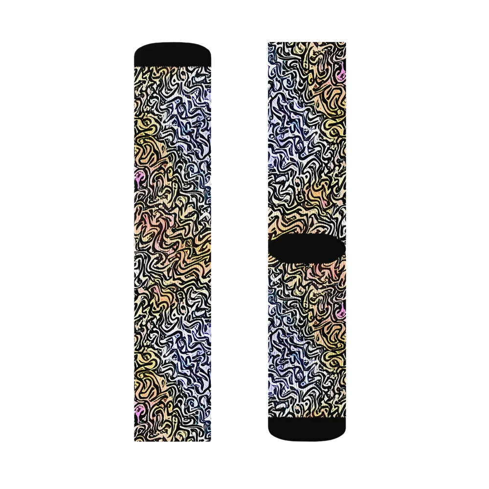 Neon Marbled Muse on Socks — Left Sock