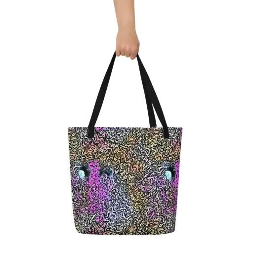Neon Marbled Muse on a Large Tote Bag W/ Pocket