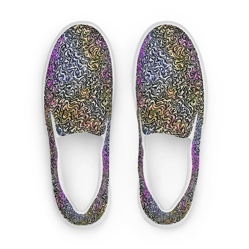 Neon Marbled Muse on Women's Slip-On Canvas Shoes — Front