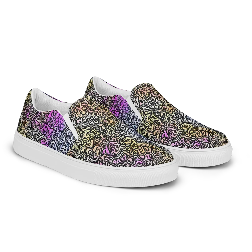 Neon Marbled Muse on Women's Slip-On Canvas Shoes — Right Front
