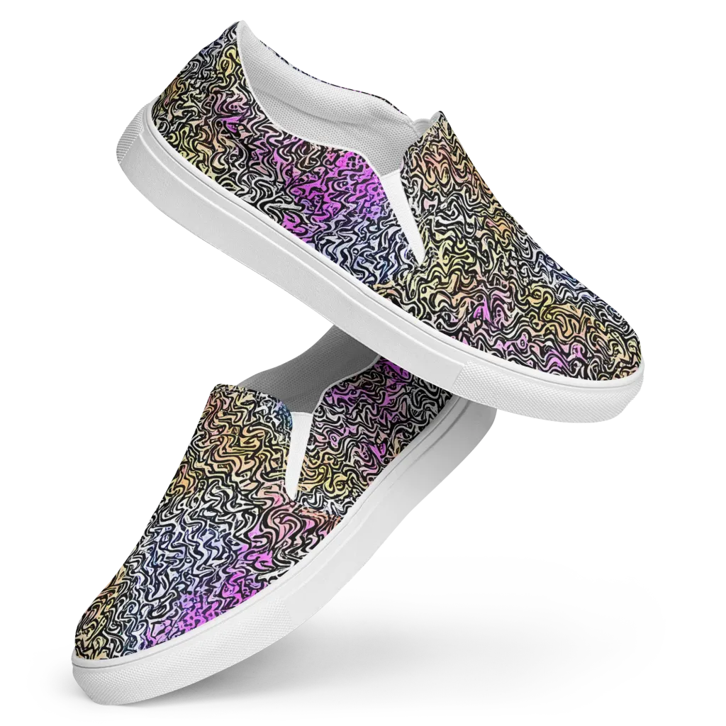 Neon Marbled Muse on Women's Slip-On Canvas Shoes — Front