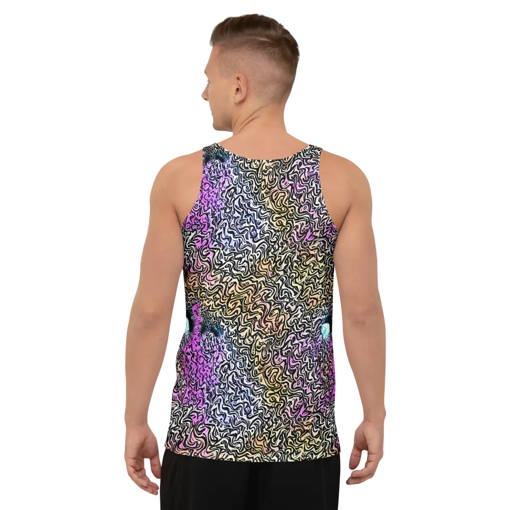 Neon Marbled Muse on Men's Tank Top — Back