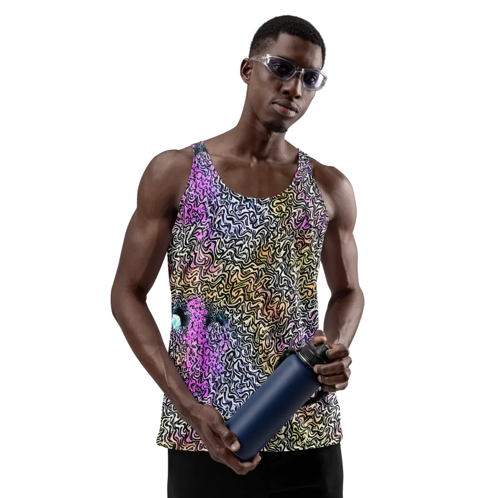 Neon Marbled Muse on Men's Tank Top — Front