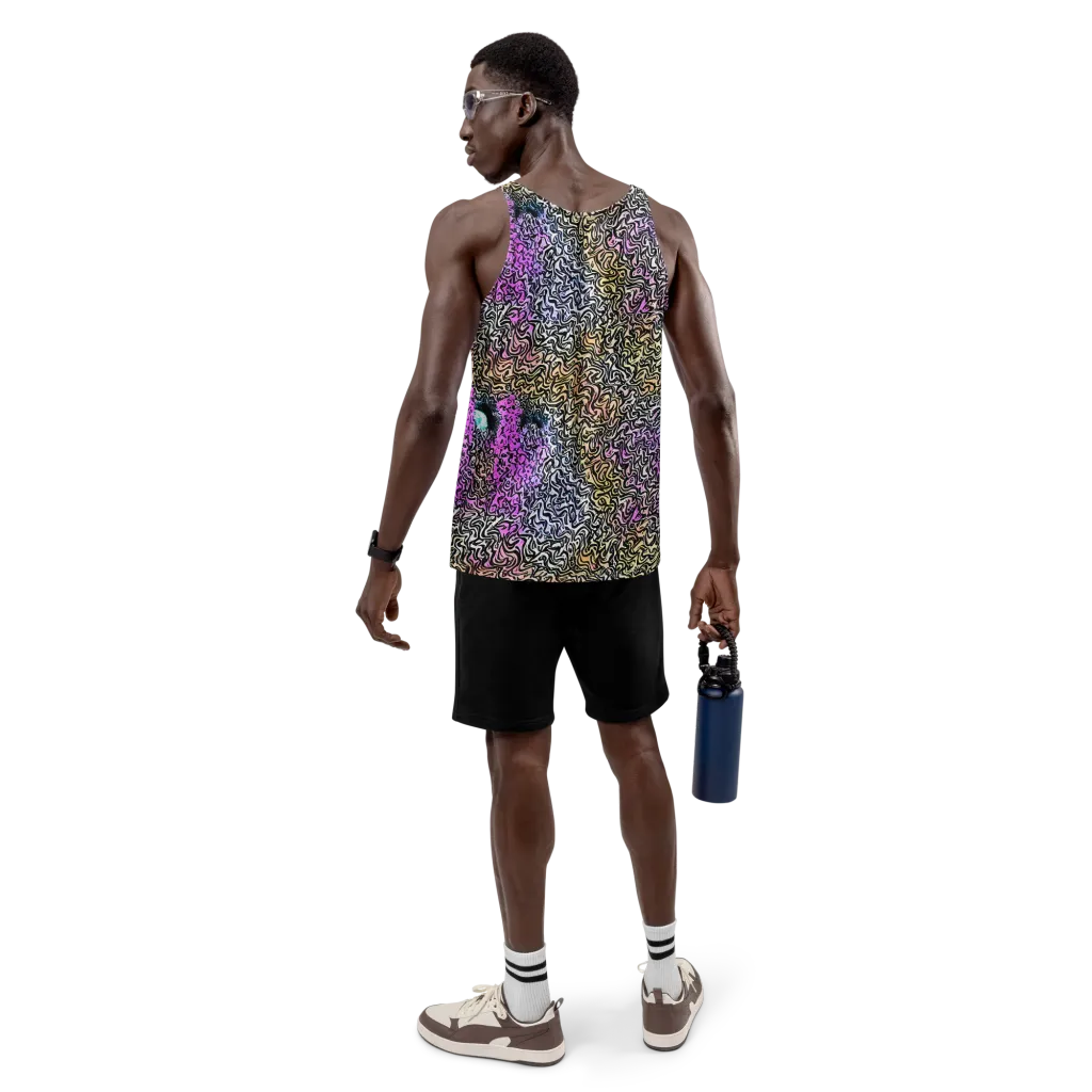 Neon Marbled Muse on Men's Tank Top — Back