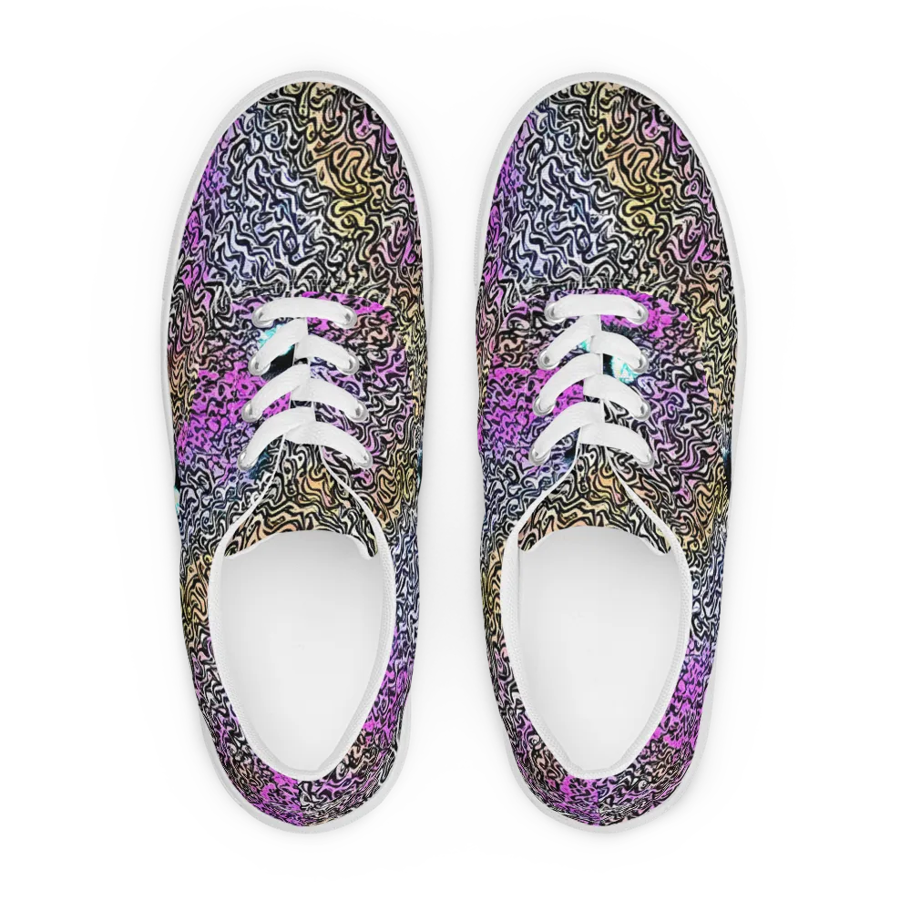 Neon Marbled Muse on Men's Lace-Up Canvas Shoes — Front